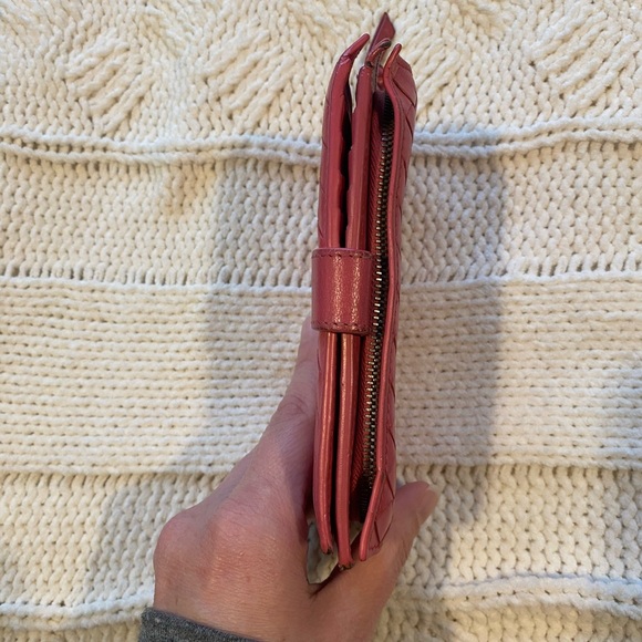 Dark Pink Bottega Woven Wallet - Picture 6 of 10